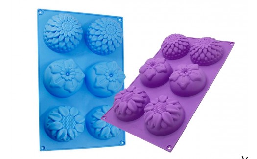 Silicone Soap Mold 3 flower shapes